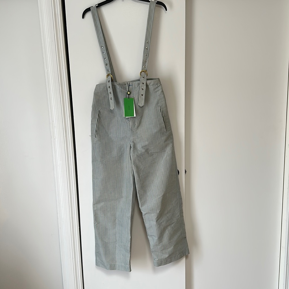 Kenzo stripped crop pants with suspenders size 36 designer size nwt